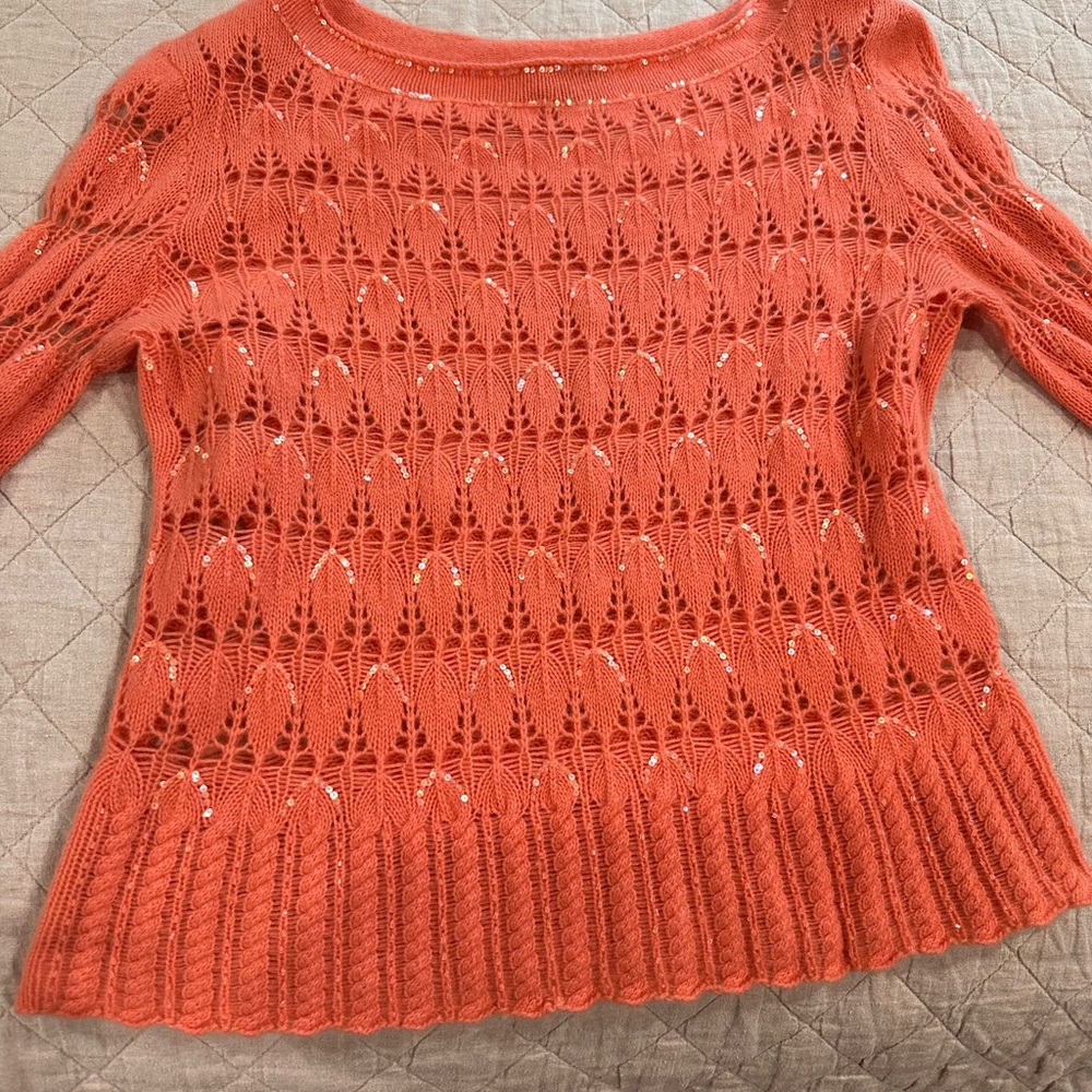Magaschoni coral cashmere sweater with sequin detail